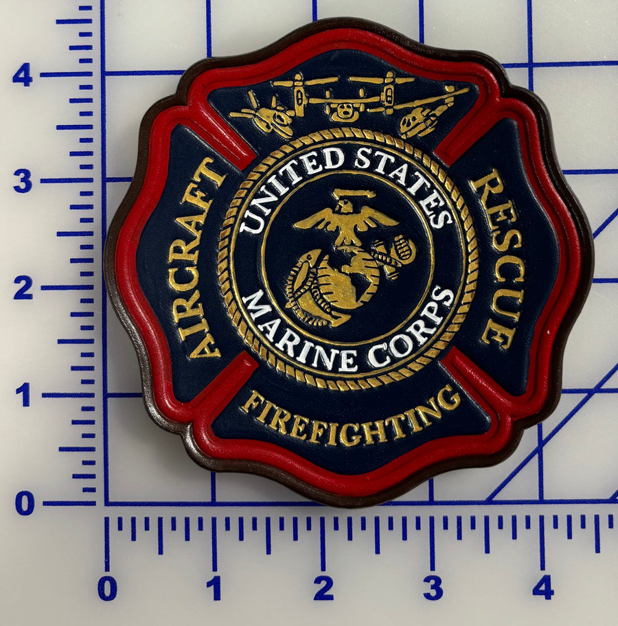 Officially Licensed USMC Aircraft Rescue and Firefighting Leather Patch