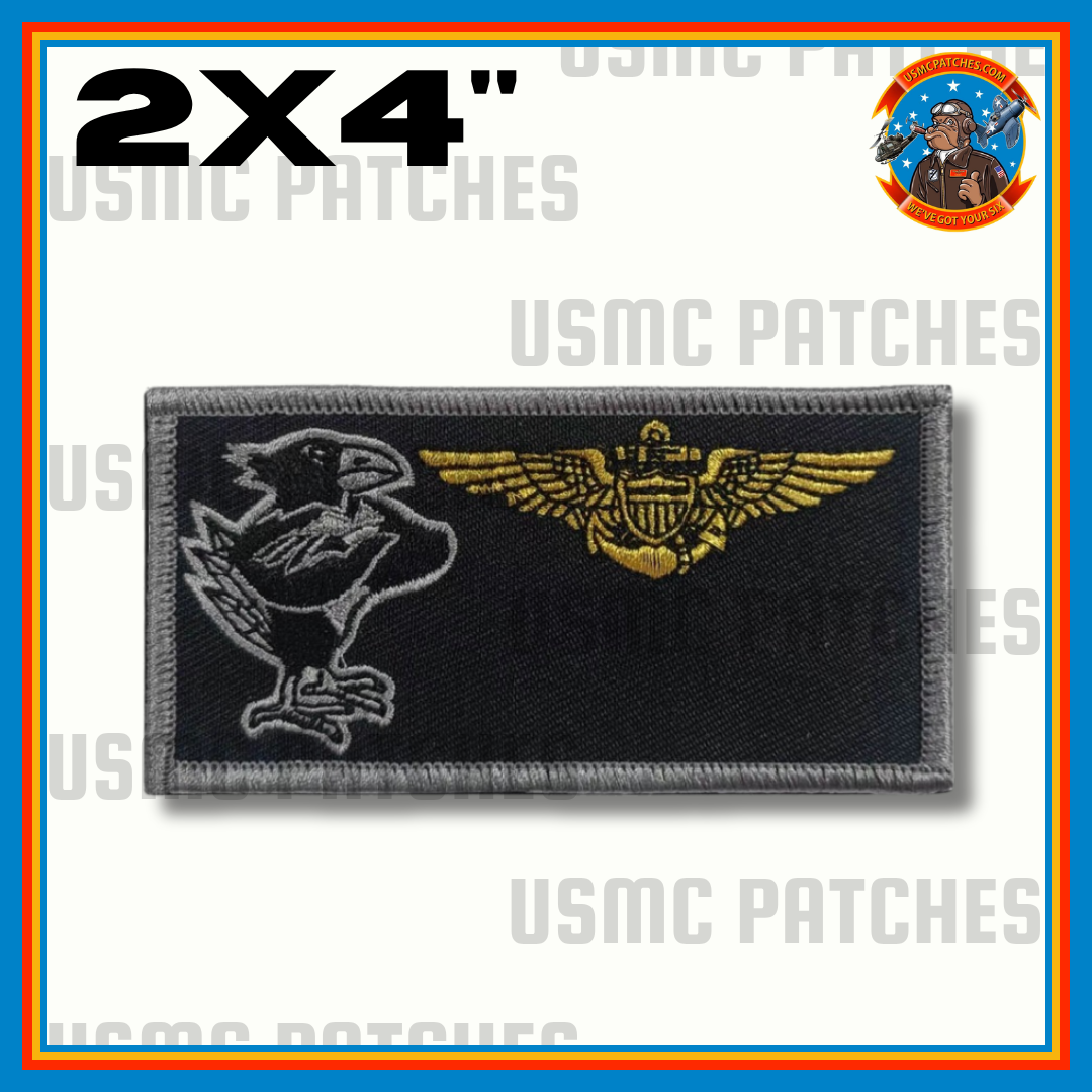 Officially Licensed US Navy VT-2 Doerbirds Squadron Patch and Name Tags (Black and Silver)