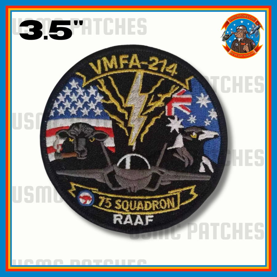 Official VMFA-214/75th RAAF Black Sheep Joint Patch