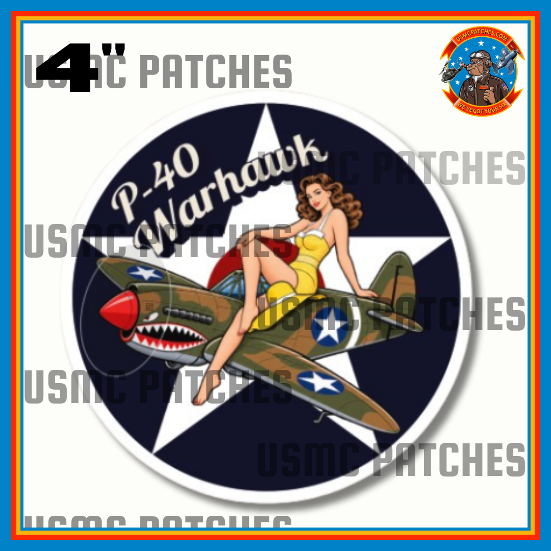Official USMC Patches P-40 Warhawk Kitty PinUp Girl Sticker