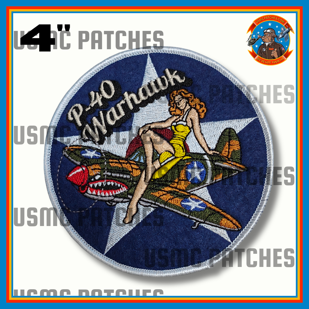 Official USMC Patches P-40 Warhawk Kitty PinUp Girl Patch