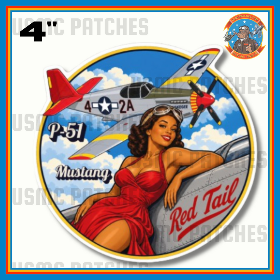 Official USMC Patches P-51 Mustang Mandi Pin Up Girl Sticker