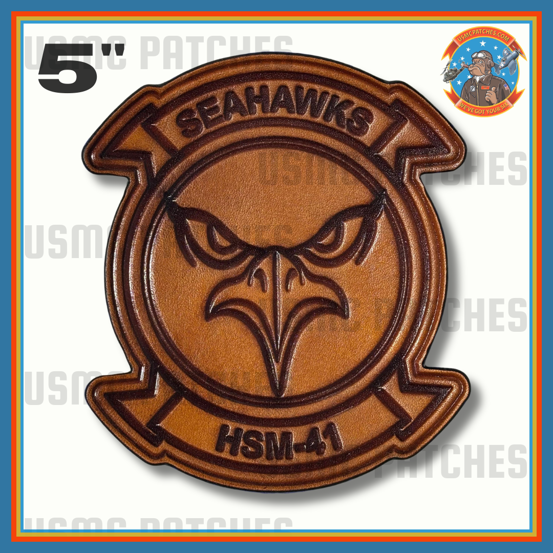 Officially Licensed US Navy HSM-41 Seahawks Squadron Leather Patch
