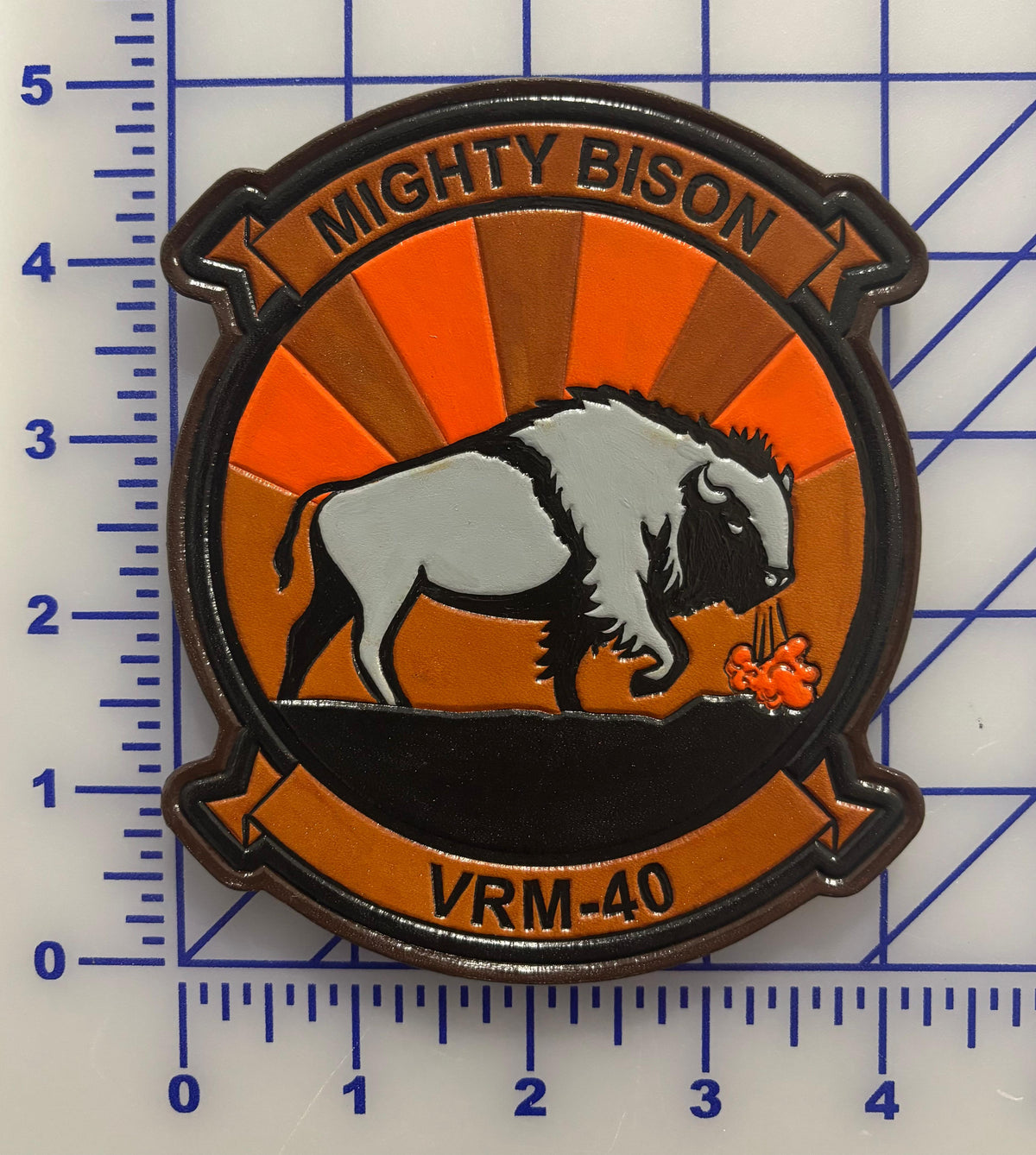 Officially Licensed US Navy VRM-40 Mighty Bisons Leather Squadron Patch