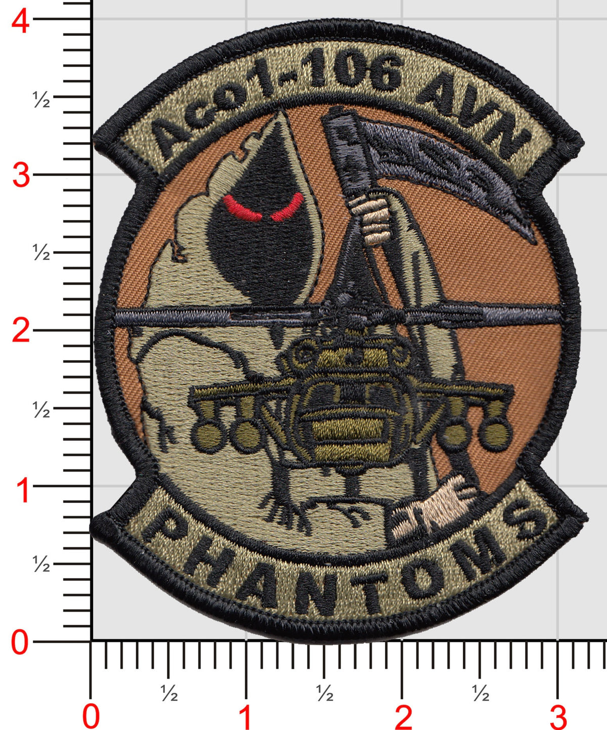 Official US Army A Co 1-106 AVN Phantoms Patches