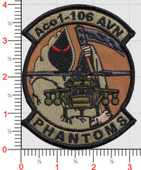 Official US Army A Co 1-106 AVN Phantoms Patches