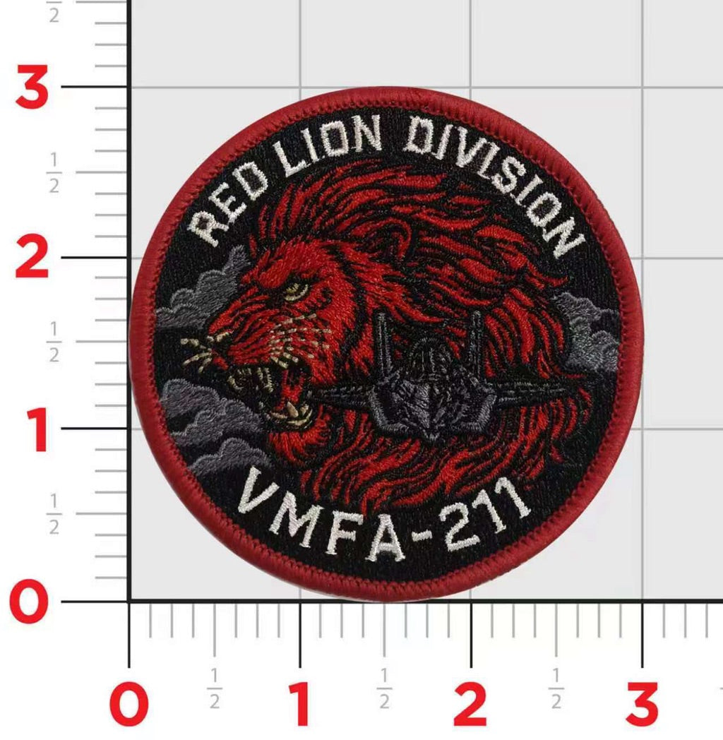 Official VMFA-211 Wake Island Avengers Red Lion Maintenance Shoulder Patch