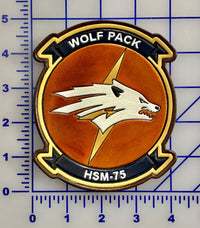 Officially Licensed US Navy HSM-75 Wolf Pack Squadron Leather Patch