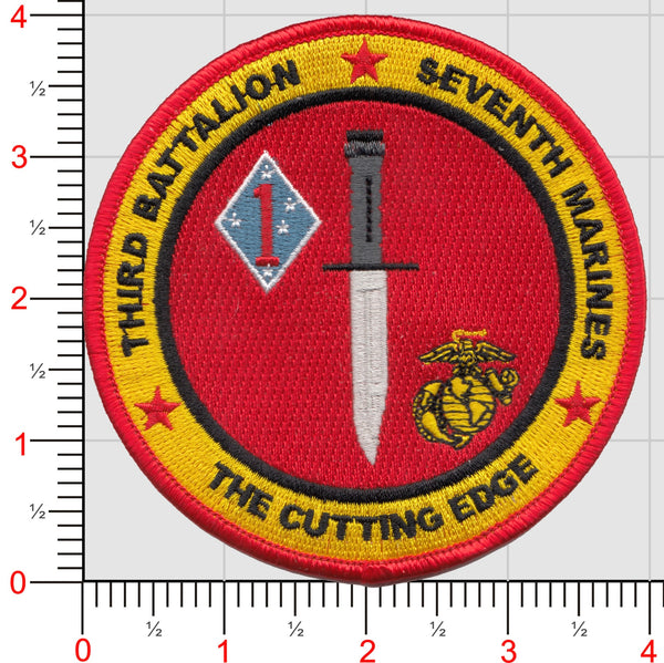 Officially Licensed USMC 3rd Battalion 7th Marines The Cutting Edge Patch