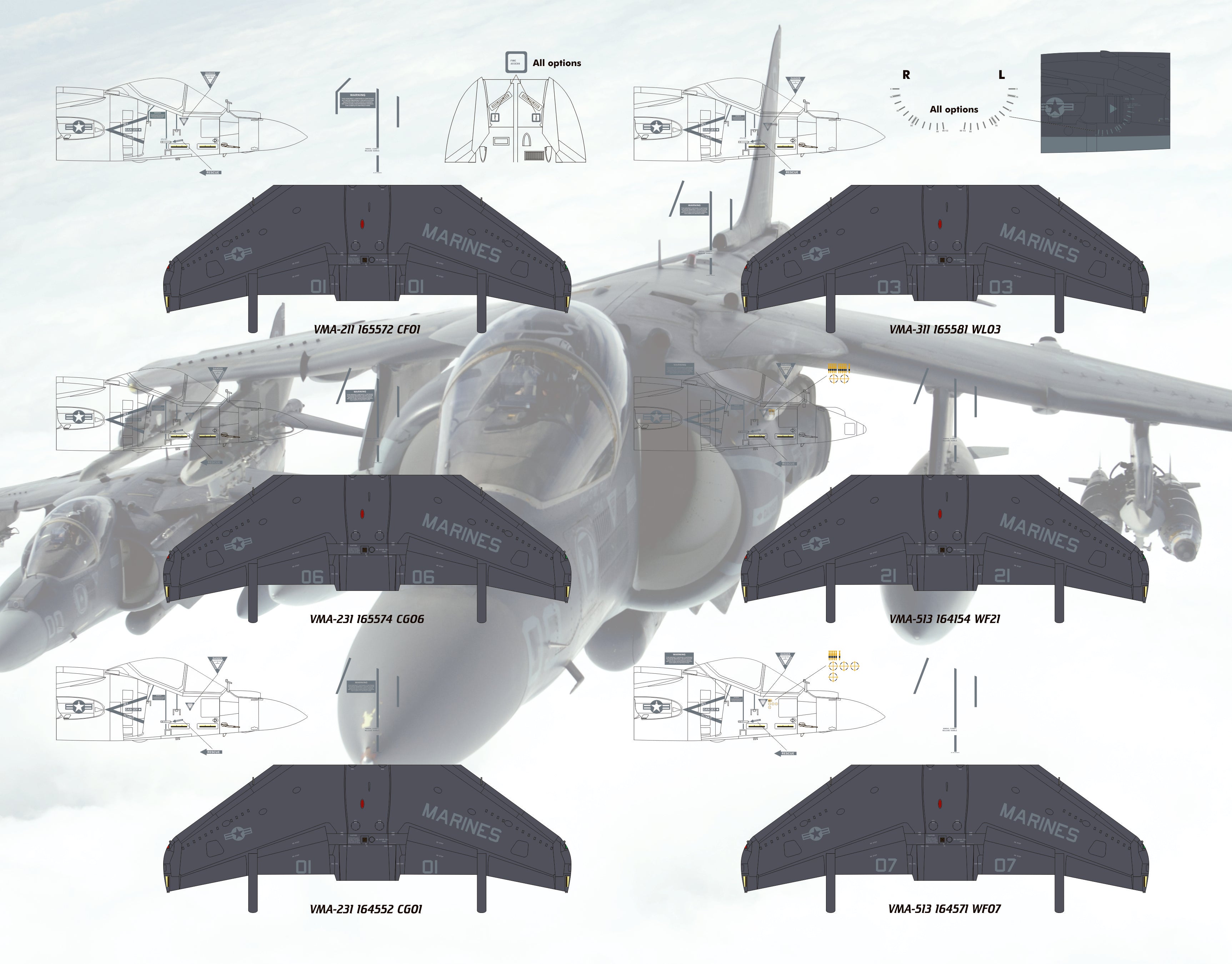 AV-8B NA / II Plus Hell Raising Harriers Decal Sheet