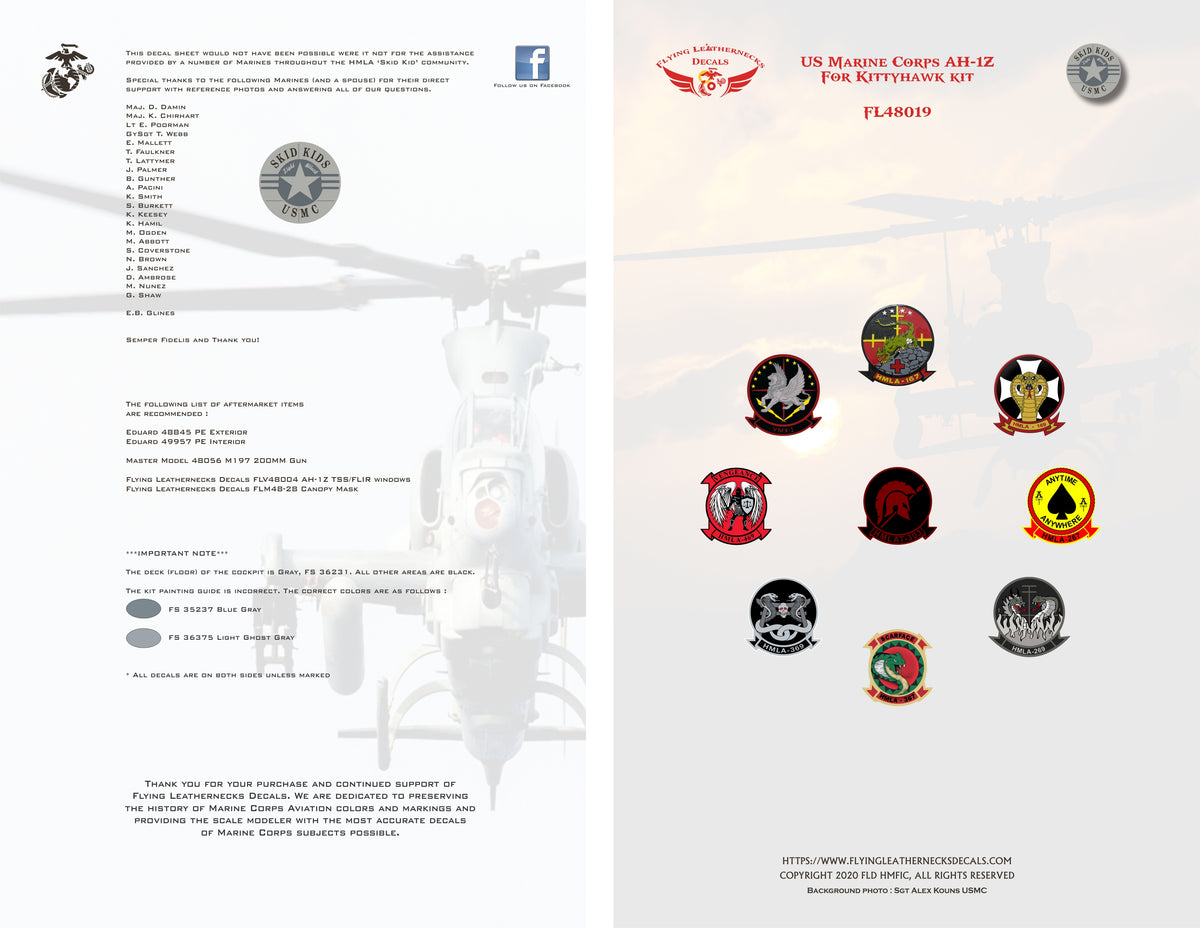 1/48 Scale AH-1Z Marine Skid Kid Zulu's