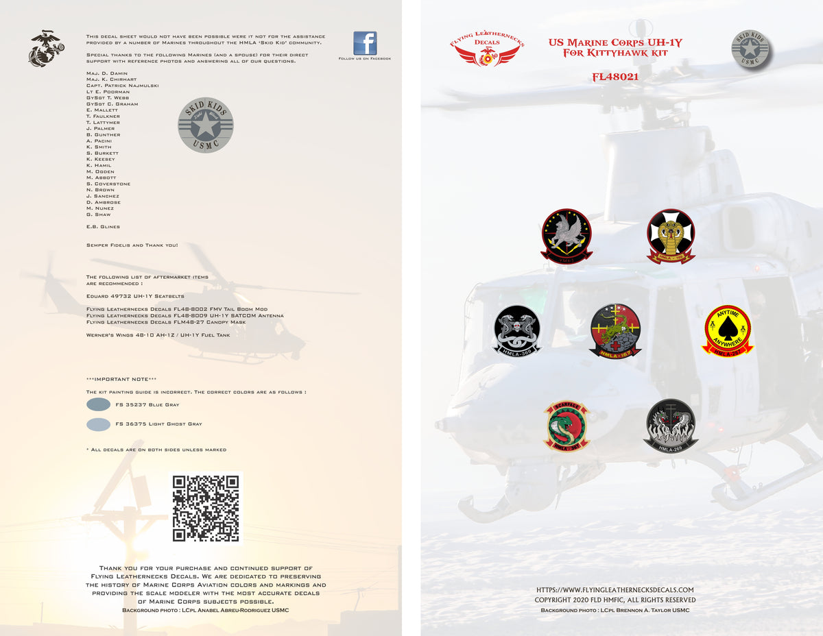 1/48 Scale UH-1Y Marine Skid Kid Yankees