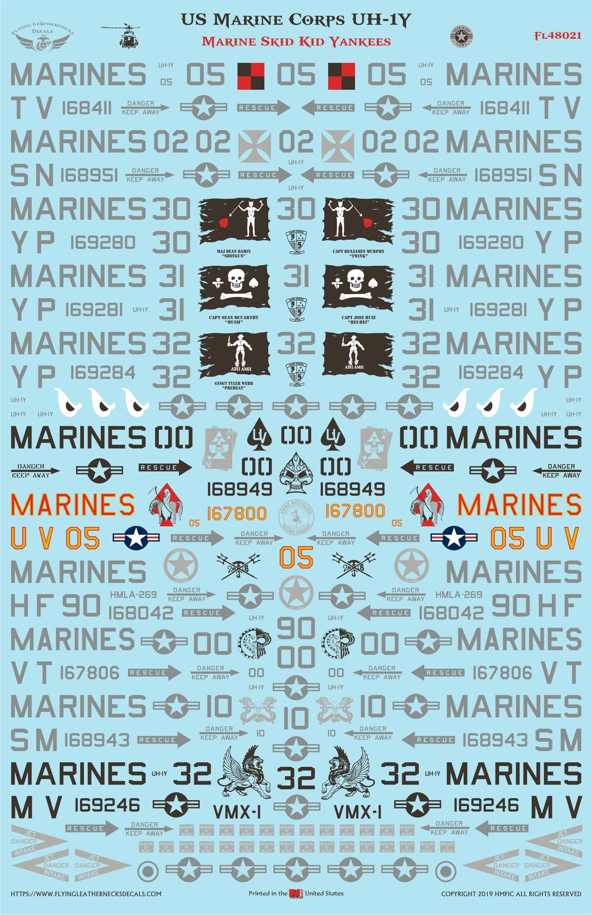 1/48 Scale UH-1Y Marine Skid Kid Yankees