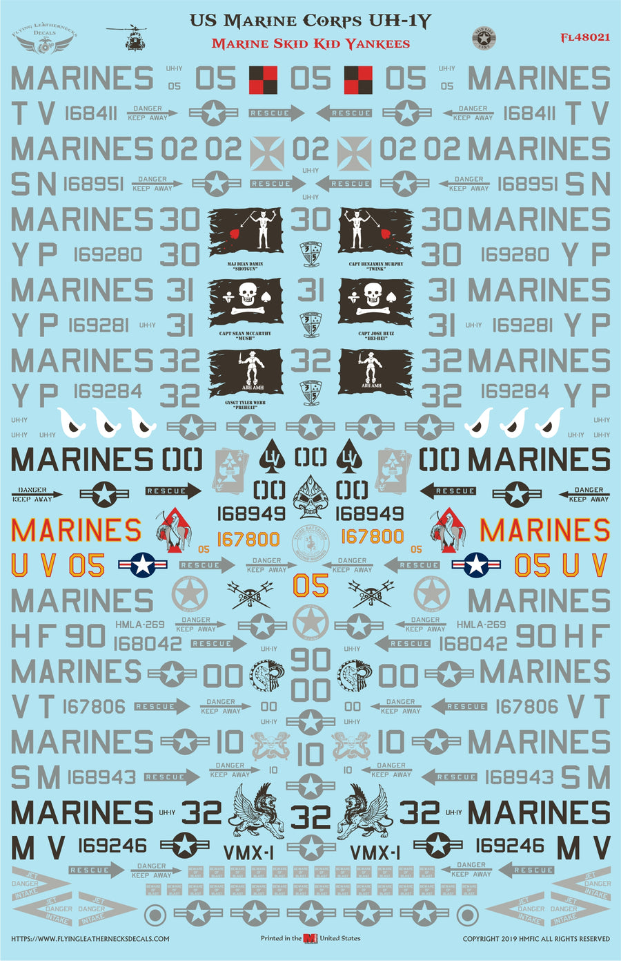 1/48 Scale UH-1Y Marine Skid Kid Yankees