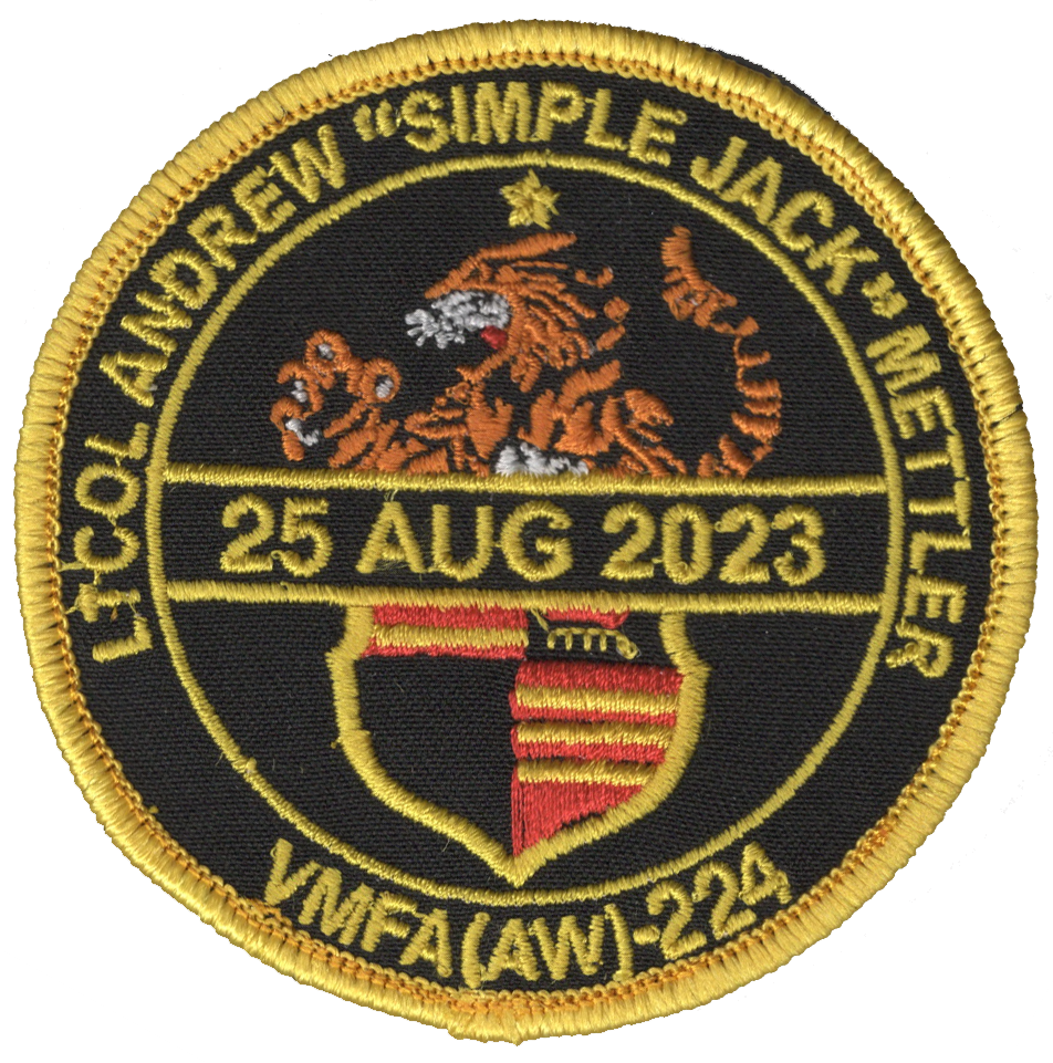 Official VMFA(AW)-224 Bengals LtCol Mettler Memorial Patch & Sticker