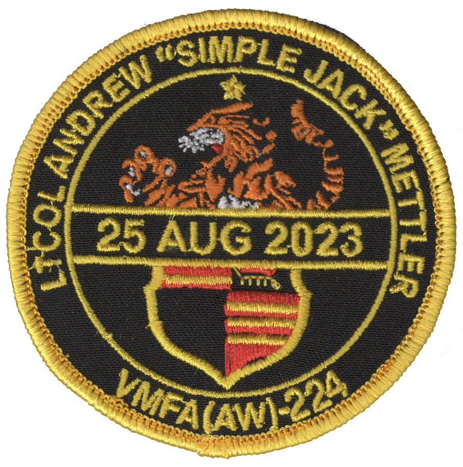 Official VMFA(AW)-224 Bengals LtCol Mettler Memorial Patch & Sticker