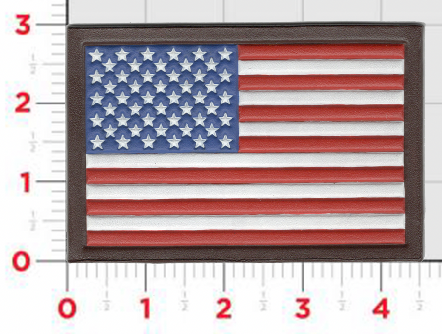 Hand Painted Leather American Flag Patch