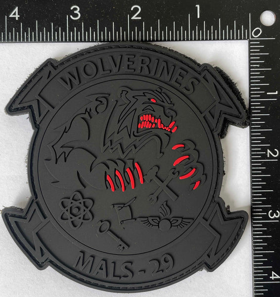 Officially Licensed USMC MALS-29 Wolverines Blackout/Red Glow PVC Patch