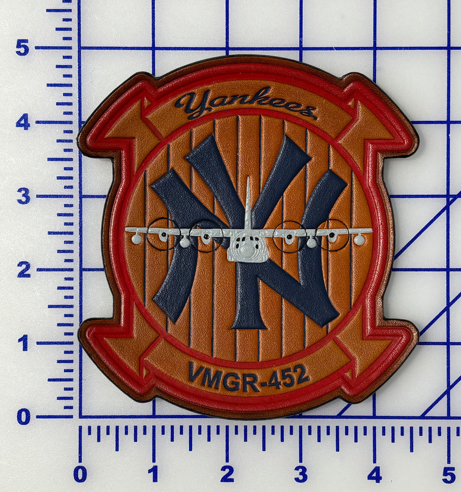 Officially Licensed USMC VMGR-452 Yankees Squadron Leather Patch