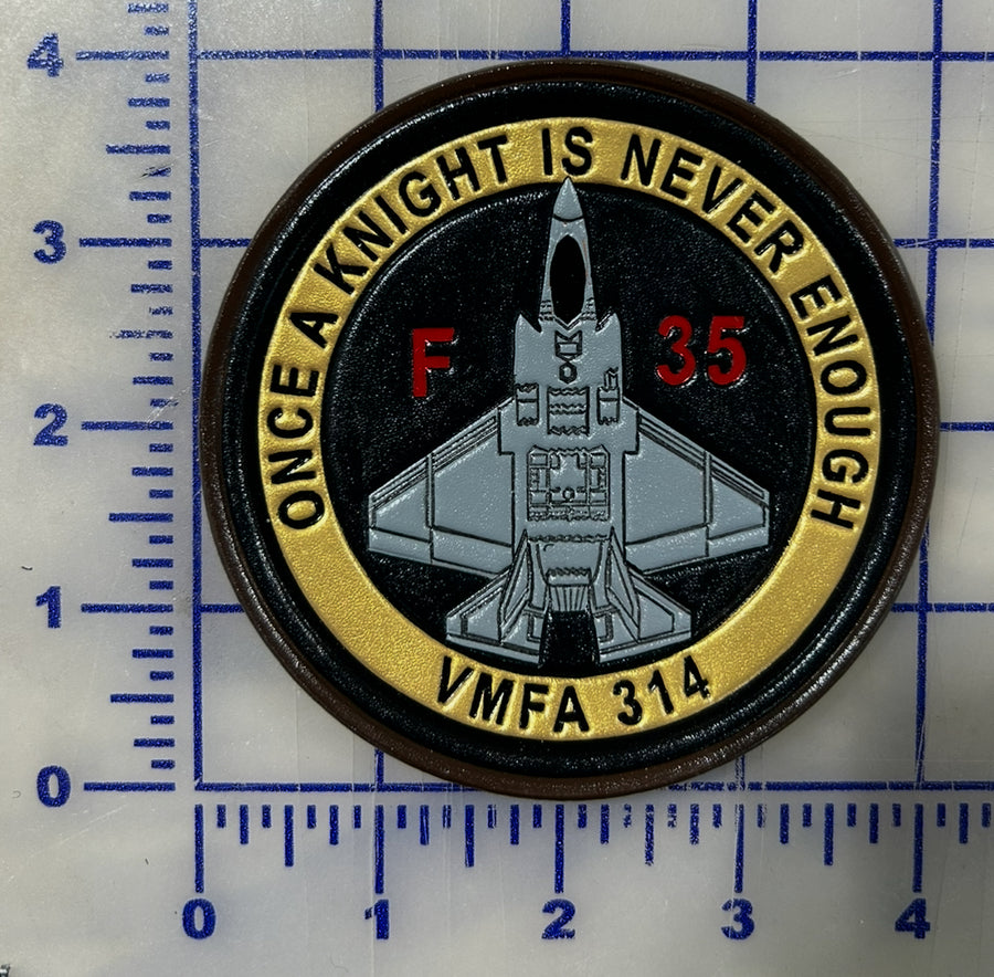 Official VMFA-314 Black Knights Leather Shoulder Patches