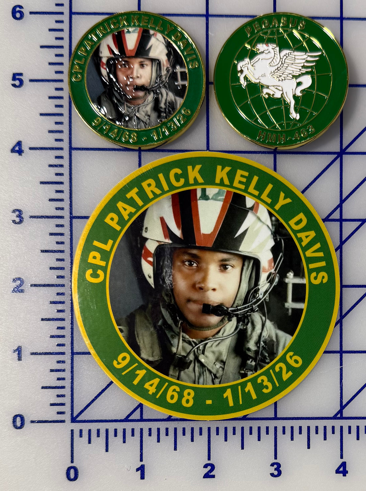 CPL Patrick Kelly Davis Memorial Patch, Sticker and Coin