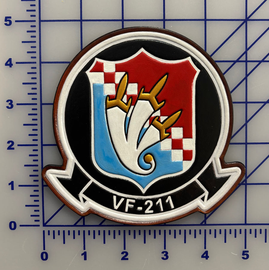 Officially Licensed US Navy VF-211 Fighting Checkmates Leather Patches