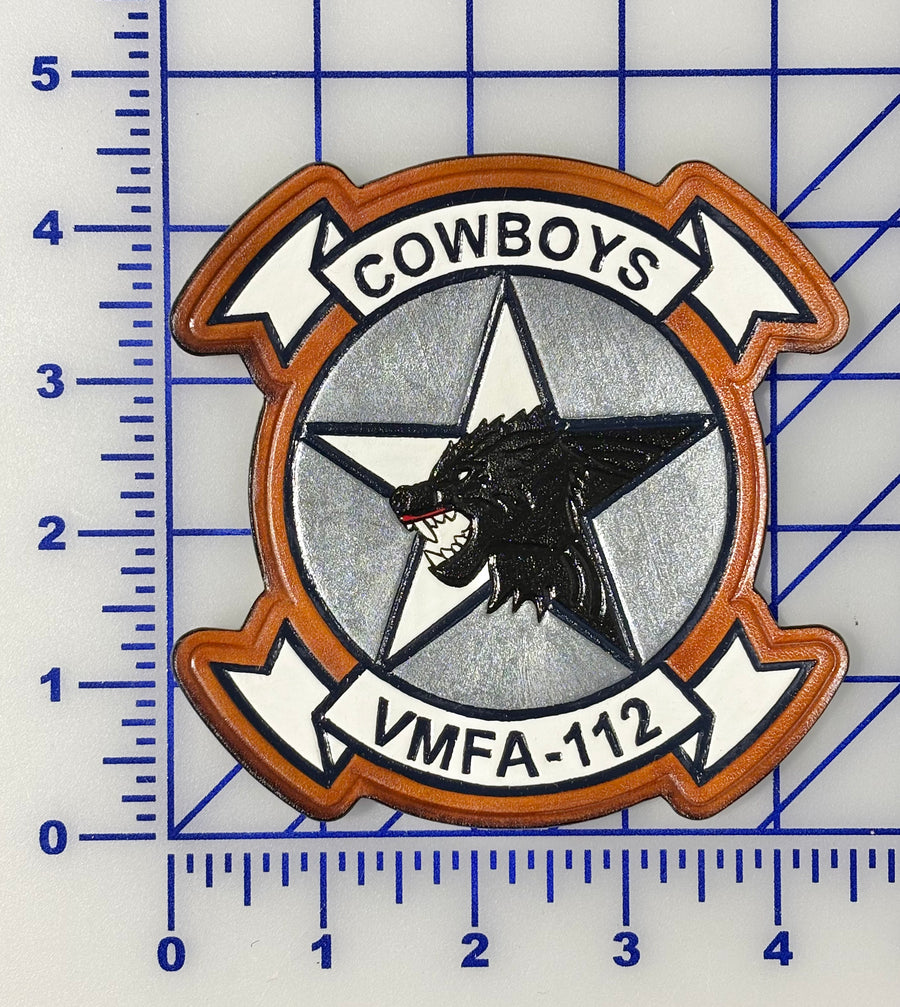 Officially Licensed USMC VMFA-112 Cowboys Leather Patch