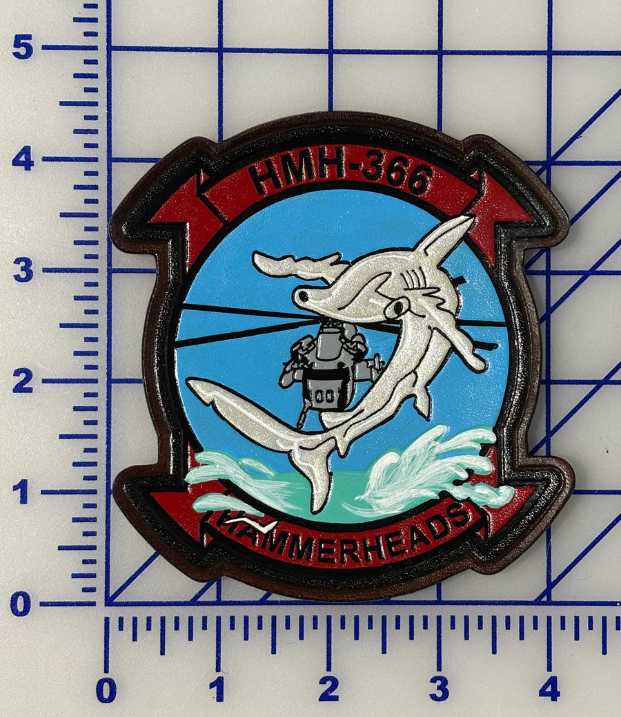Officially Licensed HMH-366 Hammerheads Hand Painted Leather Patch