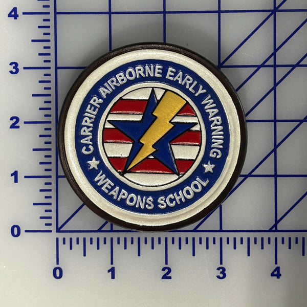 Official US Navy Carrier Airborne Early Warning Weapons School Leather Patch