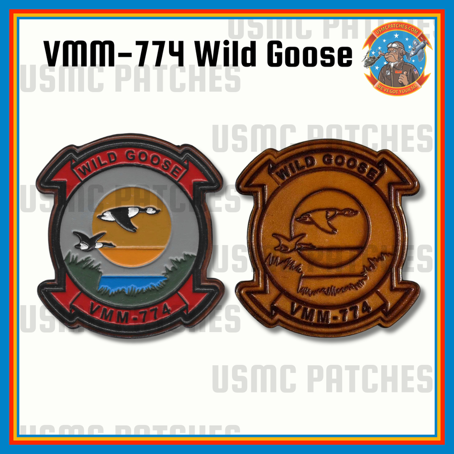 Officially Licensed USMC VMM-774 Wild Goose Leather Patches