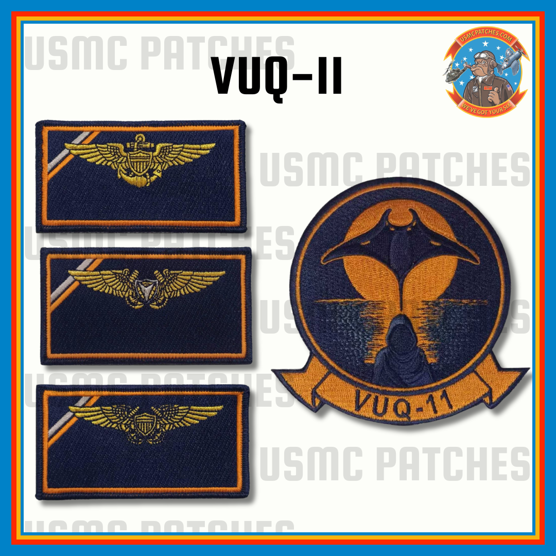 Officially Licensed US Navy VUQ-11 Manta Wraiths Squadron Patch and Name Tags