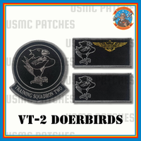 Officially Licensed US Navy VT-2 Doerbirds Squadron Patch and Name Tags (Black and Silver)
