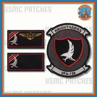 Officially Licensed US Navy VFA-136 Knighthawks Anniversary Squadron Patch and Name Tags