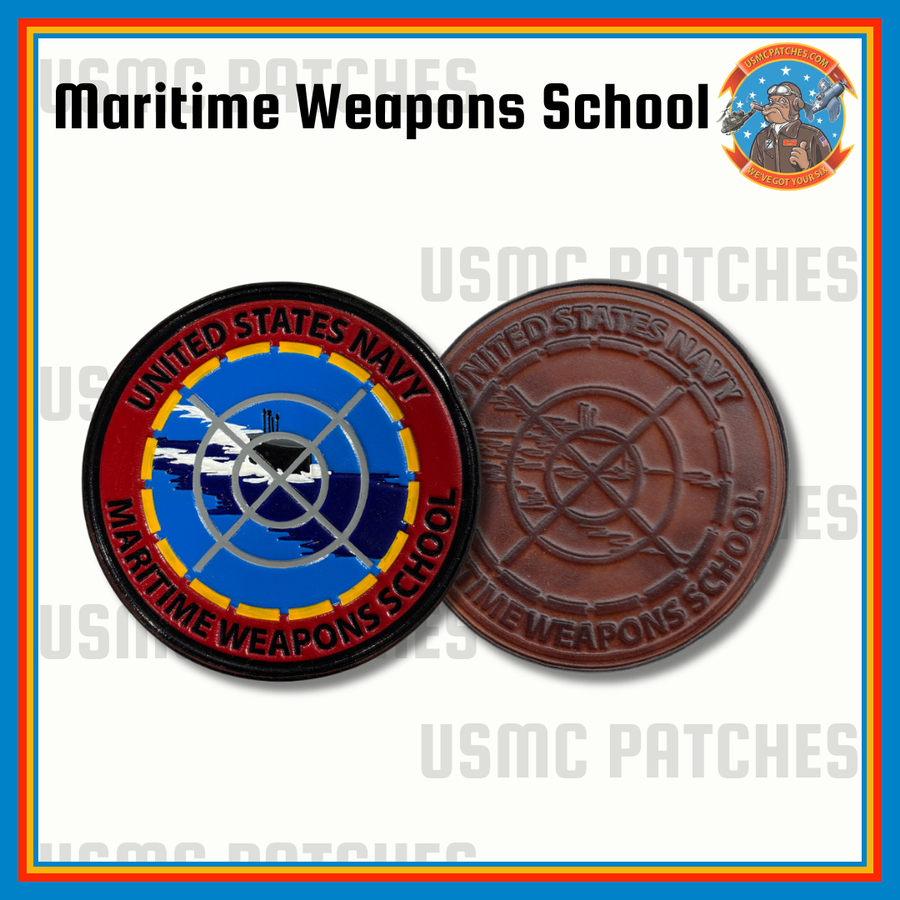 Officially Licensed US Navy Maritime Weapons School Leather Patch