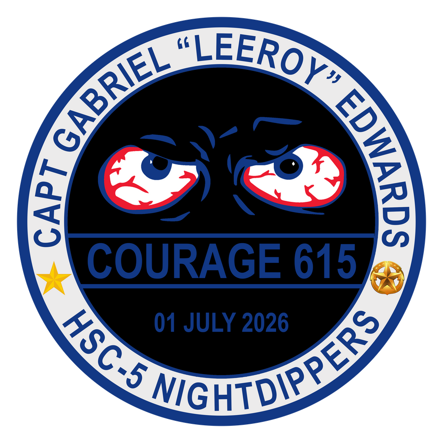 Official HSC-5 Nightdippers Capt Gabriel Edwards Memorial Patch and sticker