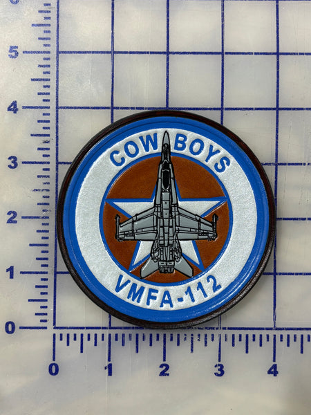Officially Licensed USMC VMFA-112 Cowboys F-18 Leather Shoulder Patch