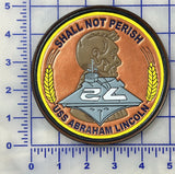 Officially Licensed US Navy USS Abraham Lincoln CVN-72 Shall Not Perish Leather Patch