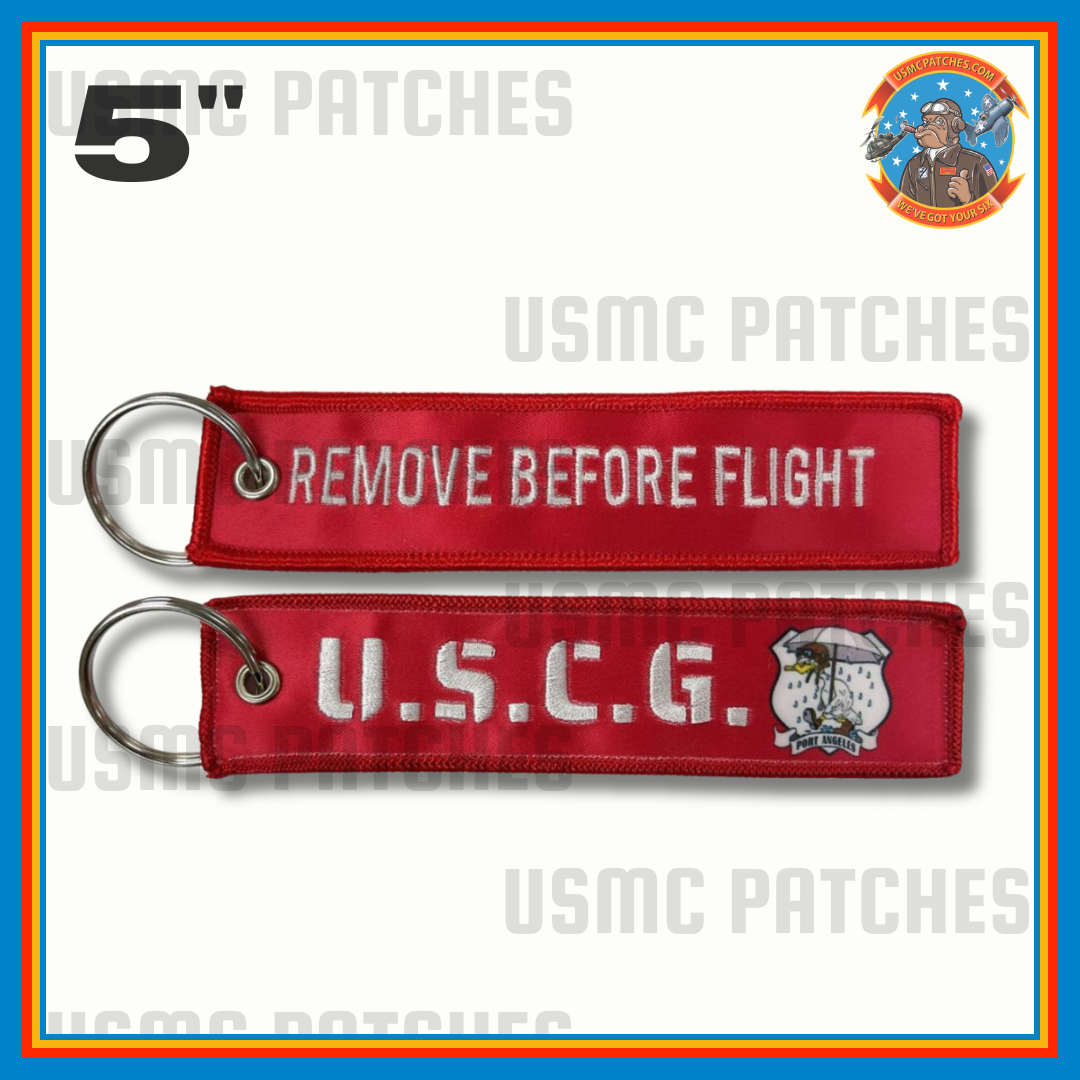 Official U.S.C.G. Port Angeles REMOVE BEFORE FLIGHT Key Rings