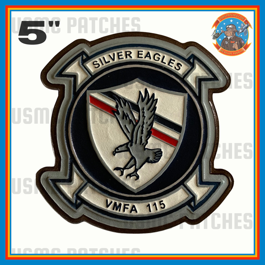 Officially Licensed USMC VMFA-115 Silver Eagles Leather Patch