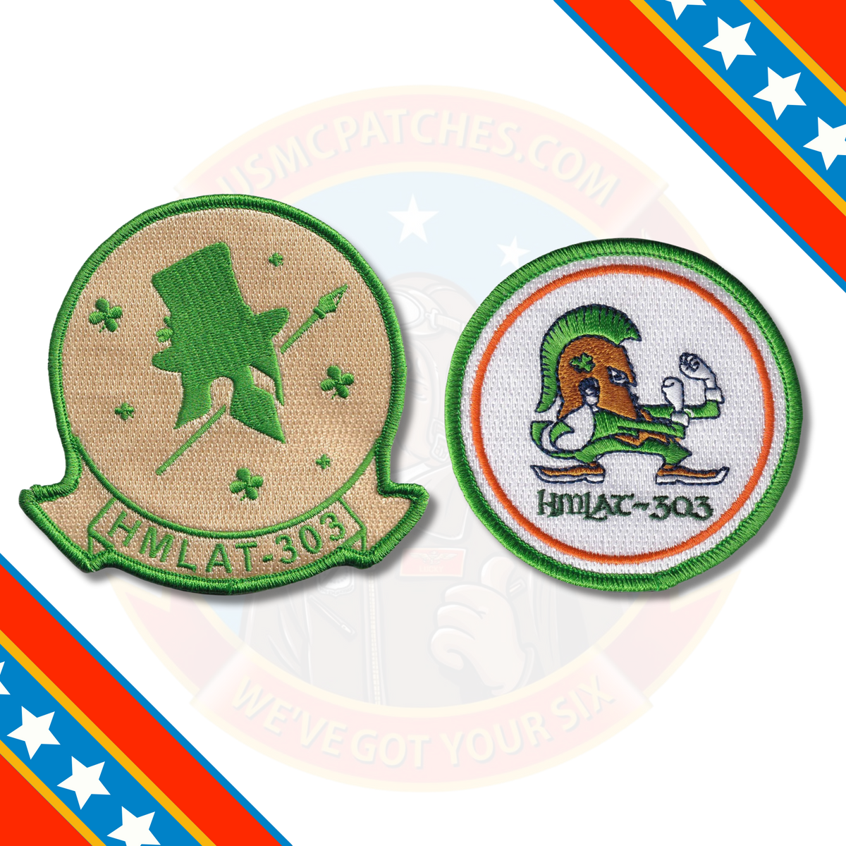 Official HMLAT-303 St Patricks Day Command and Shoulder Patches