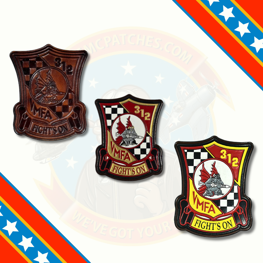 Officially Licensed USMC VMFA-312 Checkerboards Leather Squadron Patches