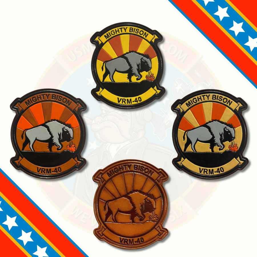 Officially Licensed US Navy VRM-40 Mighty Bisons Leather Squadron Patch