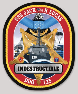 Officially Licensed US Navy USS Jack H Lucas DDG-125 Indestructible Sticker (L)