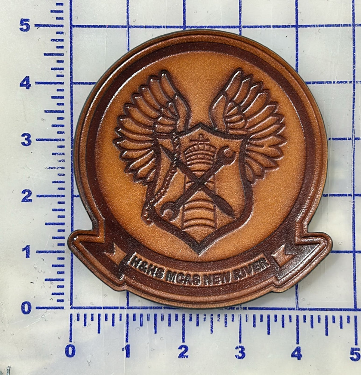 Officially Licensed USMC H&HS New River Leather Patch (New River)