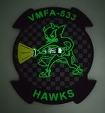 Officially Licensed USMC VMFA-533 Hawks Black Mac PVC Glow Patch