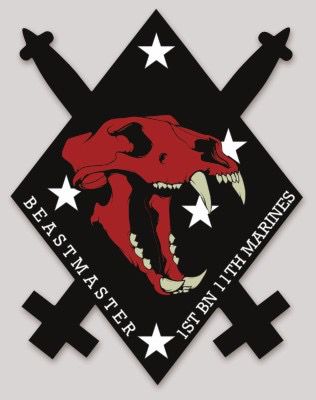 Officially Licensed USMC 1st Battalion 11th Marines Beastmaster Sticker