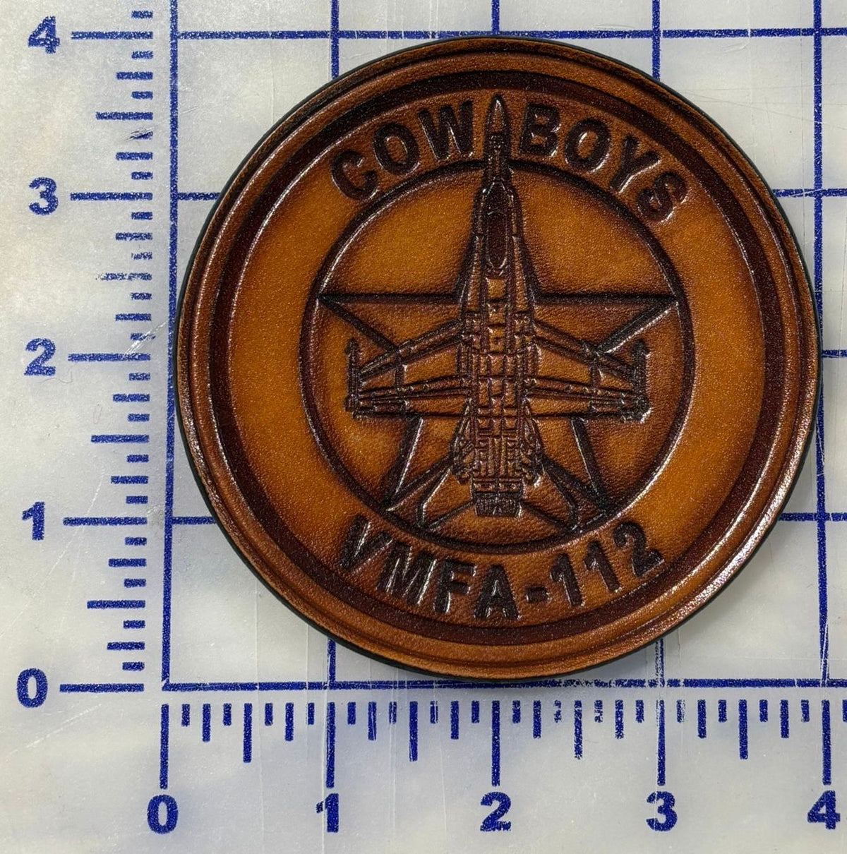 Officially Licensed USMC VMFA-112 Cowboys F-18 Leather Shoulder Patch