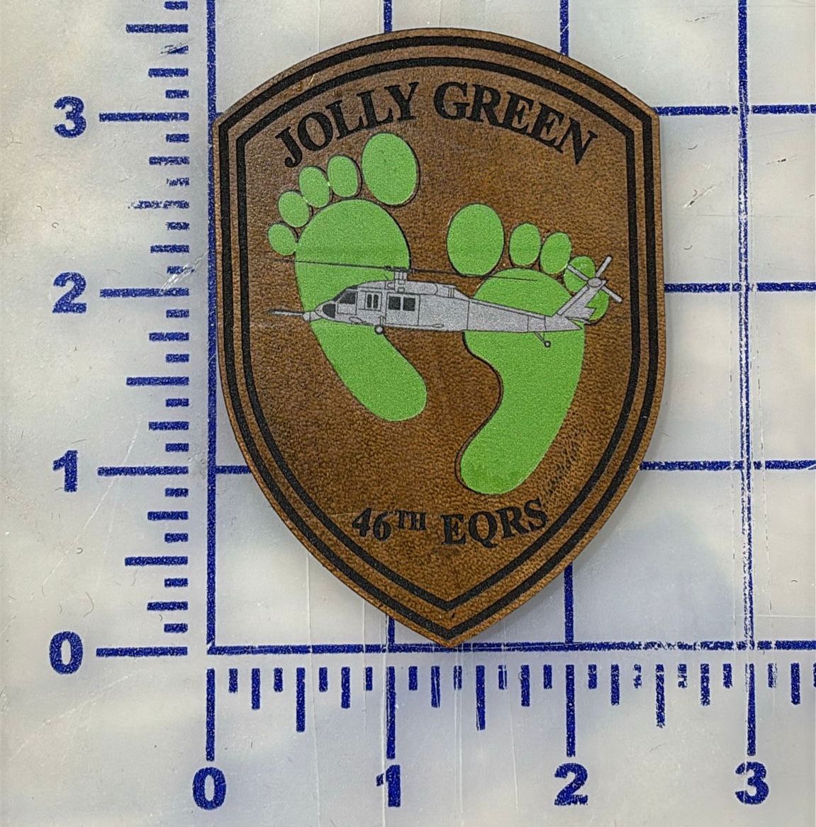 Official USAF 46th ERQS Jolly Green HH-60 Pavehawk Laser Cut Leather Patch