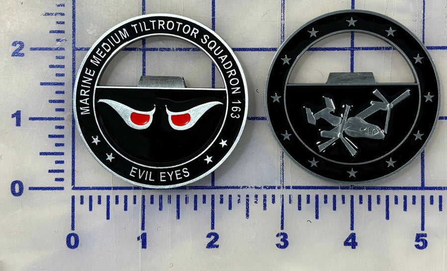 Official VMM-163 Evil Eyes V-22 Osprey Bottle Opener Coin