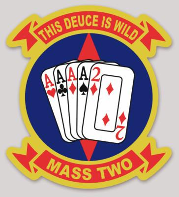 Officially Licensed USMC Marine Aviation Support Squadron MASS-2 Deuce is Wild Sticker